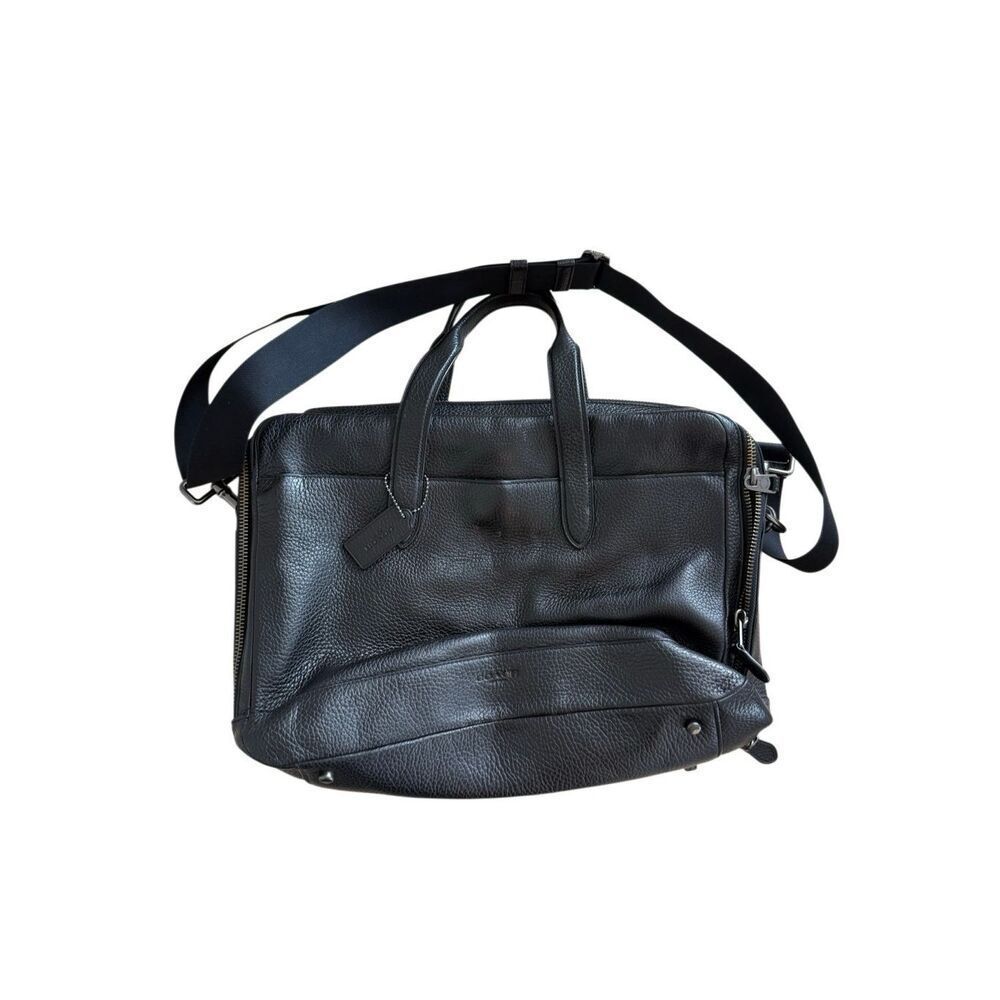 Coach Unisex Black Pebbled Leather Hamilton Business Travel Briefcase OS